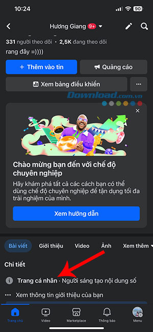 cach bat che do chuyen nghiep tren Facebook 9*466289