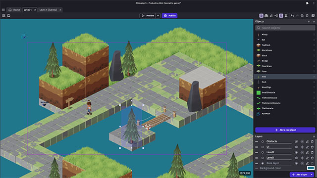Giao diện ứng dụng phát triển game mã nguồn mở miễn phí GDevelop
