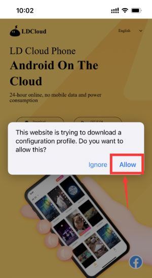 Một profile cấu hình sẽ được tải xuống