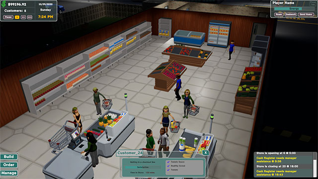 Cung cấp cho khách hàng trải nghiệm mua sắm thoải mái, tiện lợi trong Grocery Store Tycoon