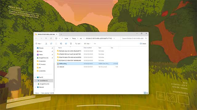 Vào thư mục Temp để khôi phục đoạn phim bị mất