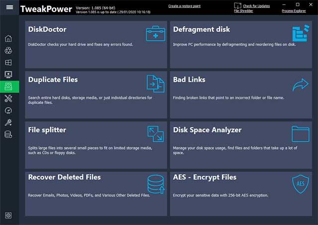Tweak Power có rất nhiều tính năng hữu ích để nâng cao hiệu suất cho PC