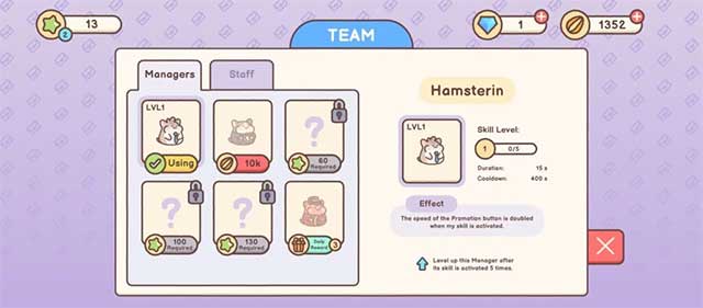 Mở khóa các nhân viên để tăng thêm thu nhập