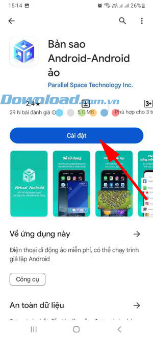 Cài đặt Virtual Android trên điện thoại