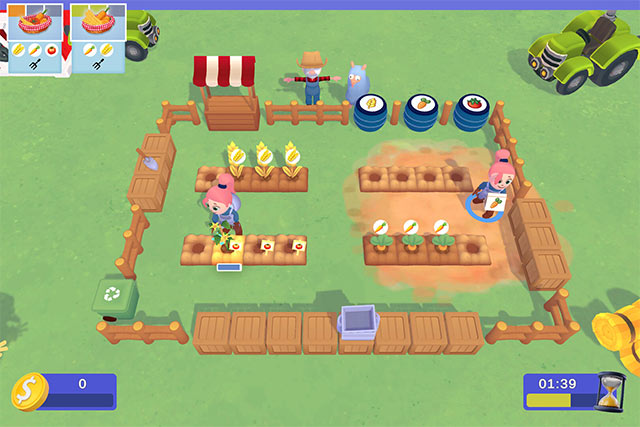 Hợp tác trong nhóm tối đa 4 người để cùng nhau quản lý trang trại và thu hoạch nông sản