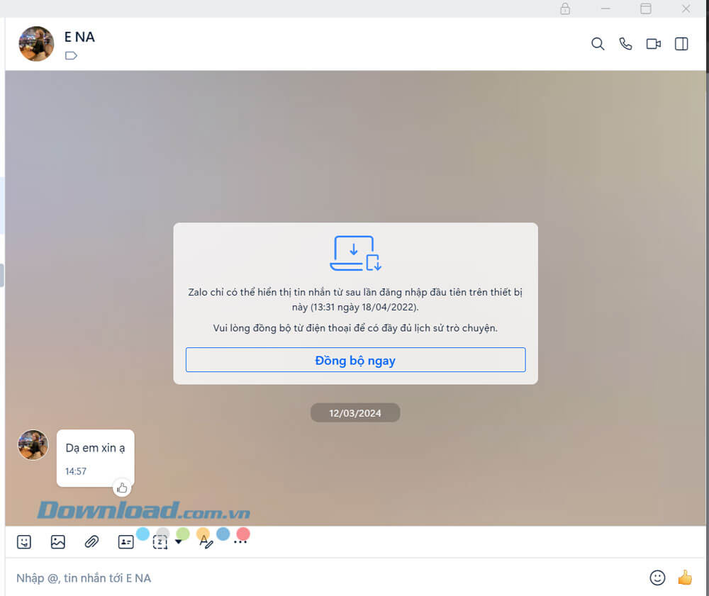 Nhắn tin miễn phí trên Zalo máy tính