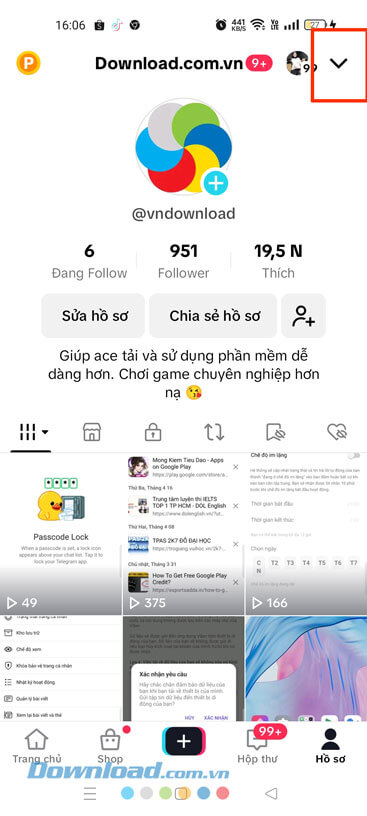 Chạm vào biểu tượng mũi tên