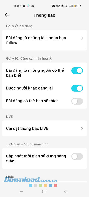 Tắt thông báo Bài đăng có thể bạn sẽ thích