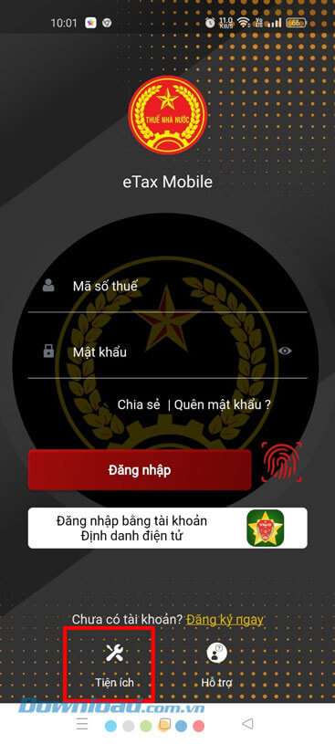 Ấn vào mục Tiện ích