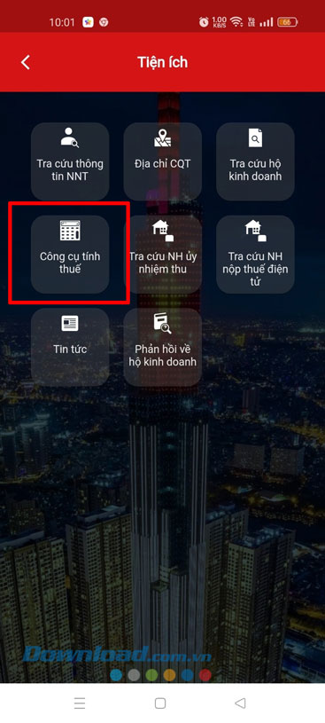 Chạm vào mục Công thức tính thuế