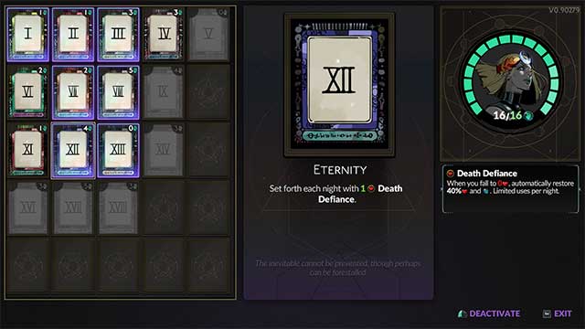 Bạn có thể nhận được một Death Defiance từ Arcana Card Eternity