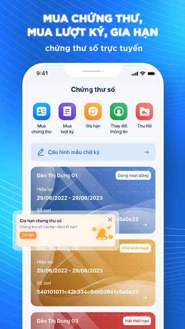 Mua chứng thư, Mua lượt ký, Gia hạn