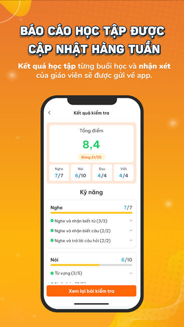 Báo cáo học tập được cập nhật hàng tuần