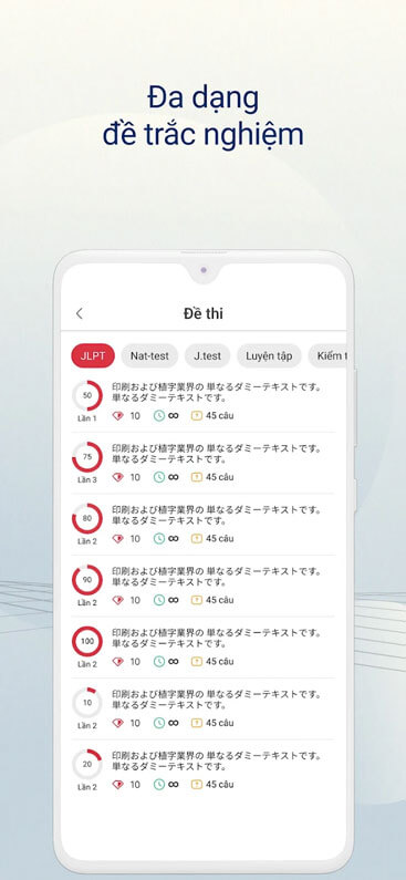 Đa dạng đề trắc nghiệm