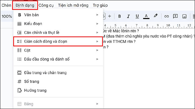 Giãn cách dòng và đoạn