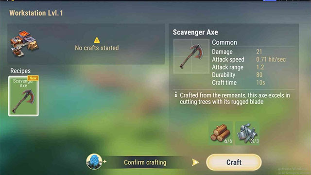 Chế tạo vật dụng trong Amikin Survival: Anime RPG