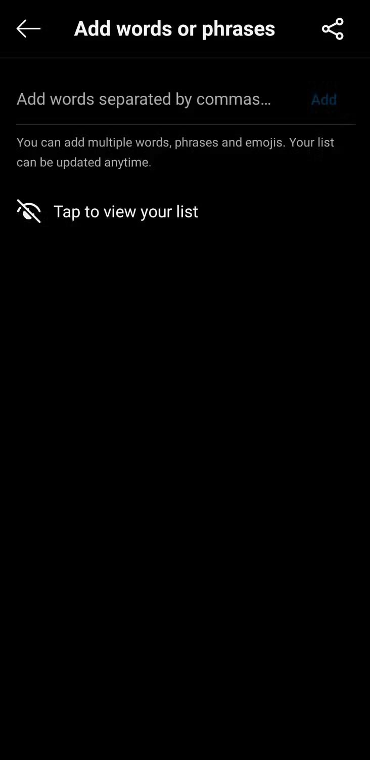 Thêm từ cần ẩn trên Instagram