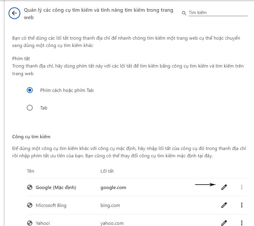 Google mặc định