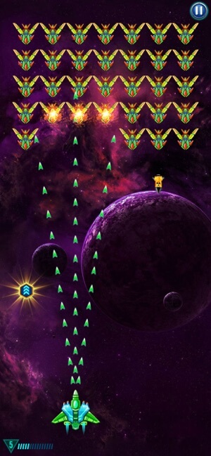 Điều khiển con tàu không gian chiến đấu với người ngoài hành tinh trong Galaxy Attack Alien Shooter
