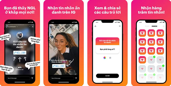 Ứng dụng NGL cho phép người dùng hỏi và trả lời ẩn danh thông qua liên kết được chia sẻ lên Instagram