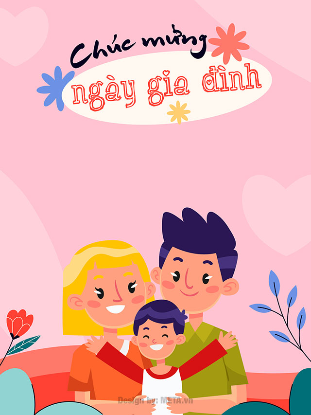 Mẫu thiệp dọc mừng Ngày Gia Đình 