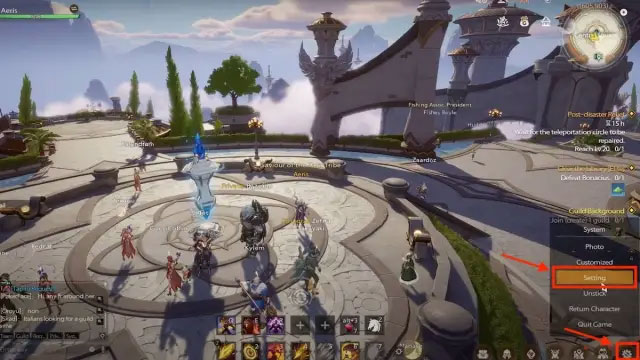 Nhấn vào biểu tượng bánh răng và chọn Settings