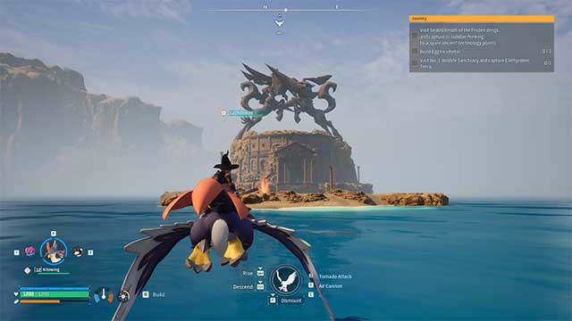 Sử dụng Nitewing để bay tới đảo Arena