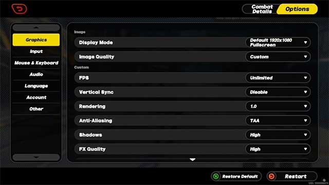 Có rất nhiều mục có thể điều chỉnh trong phiên bản ZZZ cho PC