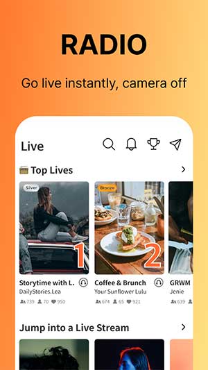 Nghe live ngay lập tức