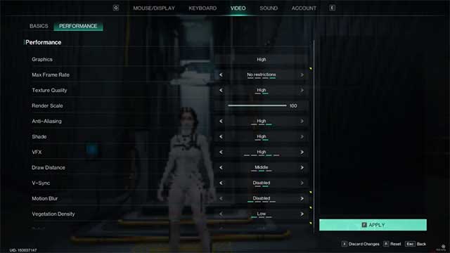 Hầu hết các mục trong Performance có thể để ở mặc định