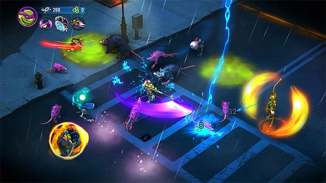 Chơi game TMNT: Splintered Fate ở góc nhìn top-down và đồ họa rực rỡ