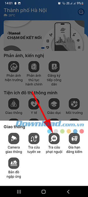Tra cứu phạt nguội vi phạm giao thông trong app iHanoi