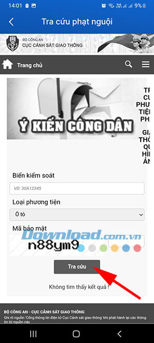 Tra cứu phạt nguội vi phạm giao thông trong app iHanoi