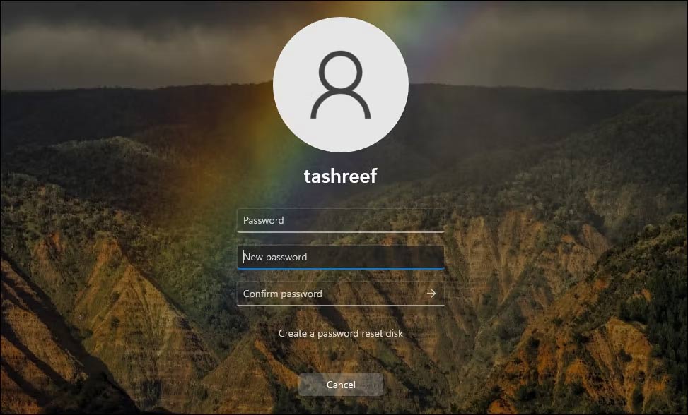 Tạo mật khẩu mới cho Windows