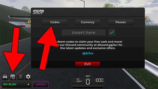 Nhấp vào biểu tượng cửa hàng ở góc dưới bên trái để mở ô điền code