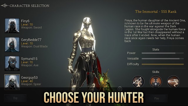 Chọn thợ săn của bạn trong game Demon Hunter
