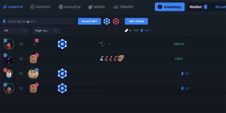 Màn hình chơi Flip Minigames