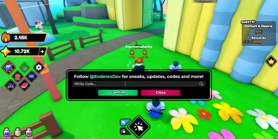 Màn hình đổi code Anime Strike Simulator