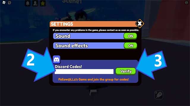 Nhập code vào hộp văn bản Discord Codes rồi nhấn Verify 