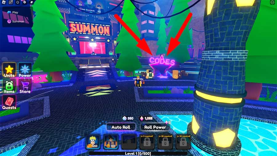 Màn hình đổi code Anime Power Defense 