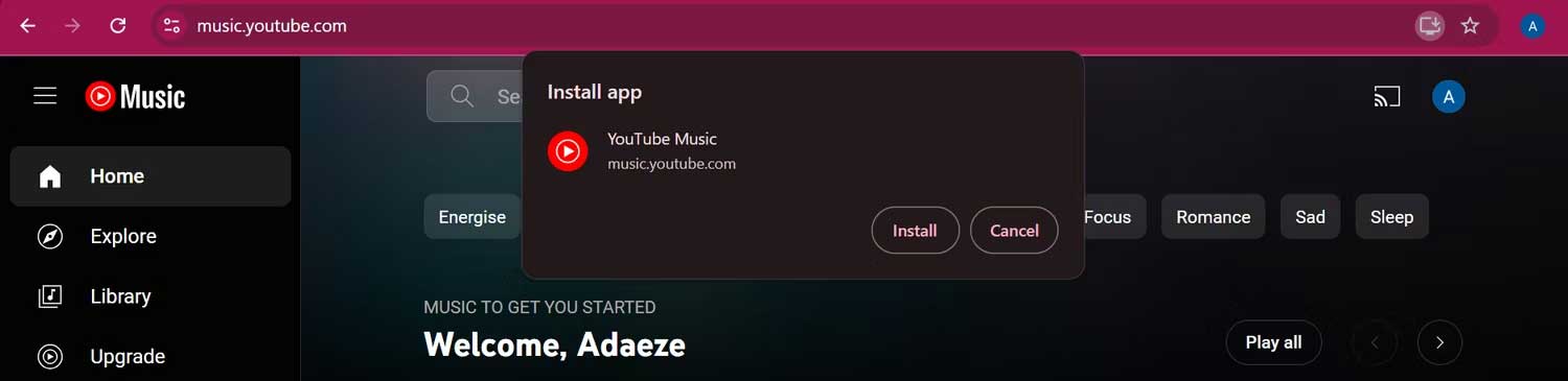 Cài đặt YouTube Music trên PC