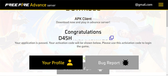 Khi đăng ký Free Fire Advance Server OB49 thành công, người chơi sẽ nhận được một mã kích hoạt