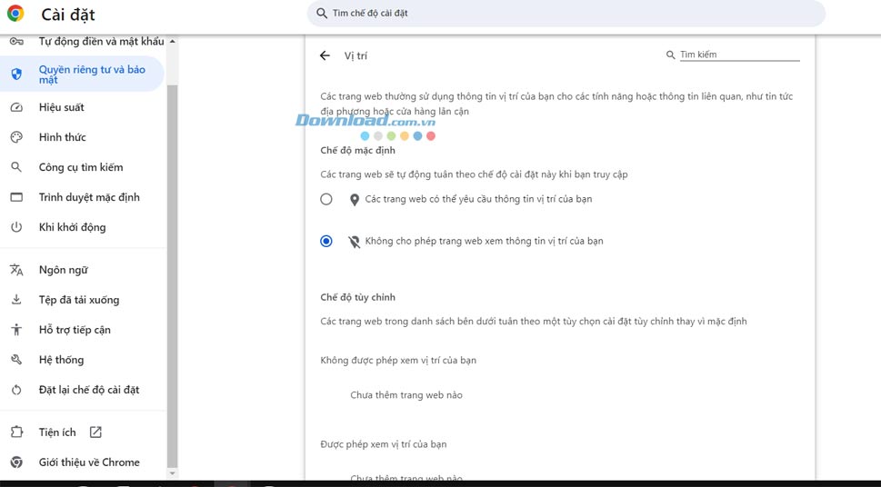 Cách ẩn vị trí trên Chrome