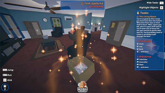 Mỗi đồ vật được cho vào thúng thành công sẽ tạo ra hiệu ứng lấp lánh