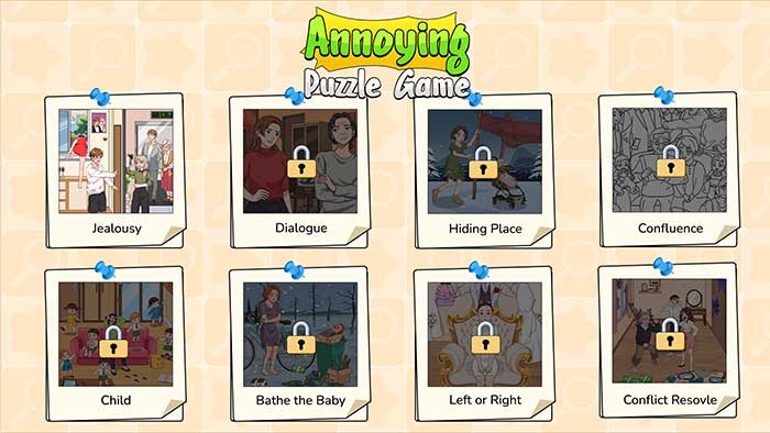 Annoying Puzzle Game cung cấp đa dạng các thử thách và câu đố đòi hỏi người chơi phải suy luận để vượt qua