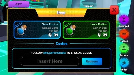 Màn hình đổi code Anime Boxing Simulator