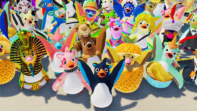Dàn nhân vật đầy màu sắc với trang phục, phụ kiện kỳ lạ của Fast Penguin game
