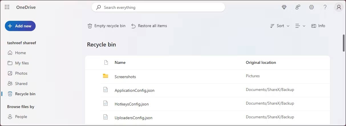 Xóa file trên OneDrive