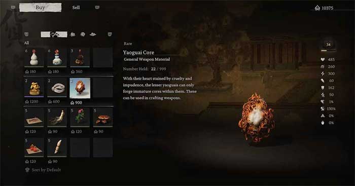 Yaoguai Core là vật liệu chế tạo quan trọng trong Black Myth Wukong