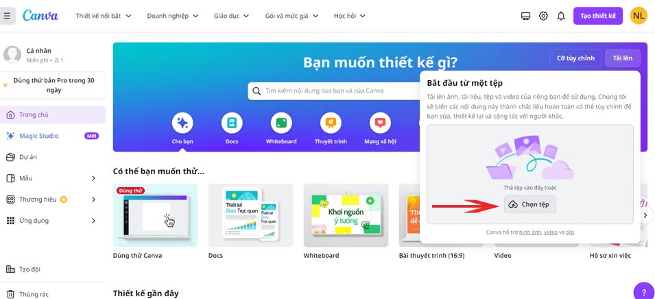 Chọn file ảnh tải lên